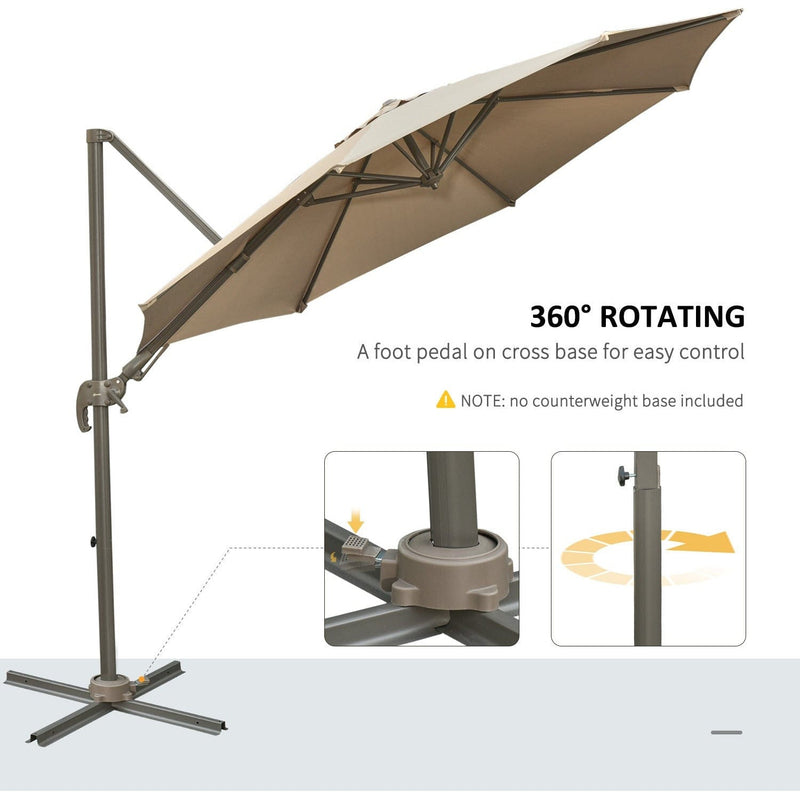 3M Cantilever Garden Parasols with 360° Rotation