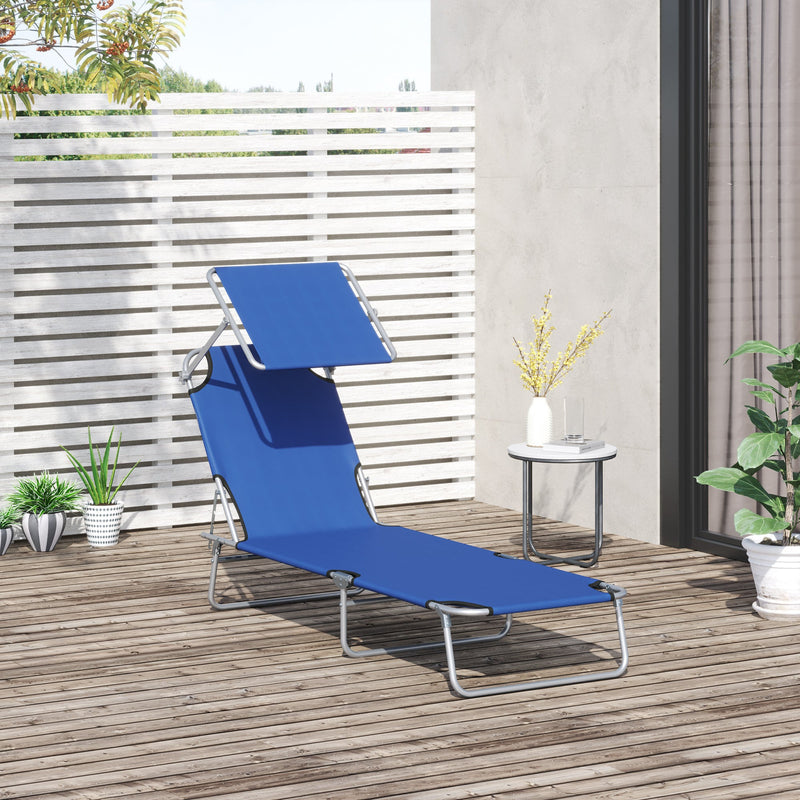 Folding Sun Lounger With Canopy Outsunny