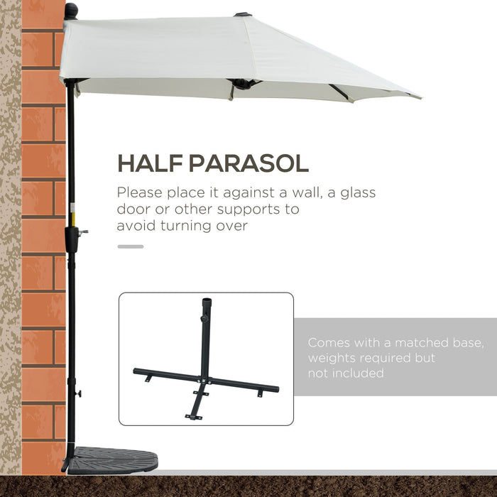 2m Half Garden Parasol - Crank Handle, Cross Base