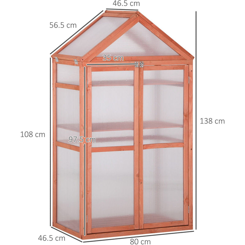 Greenhouse Cold Frame, Shelves, Double Doors, 80x47x138cm