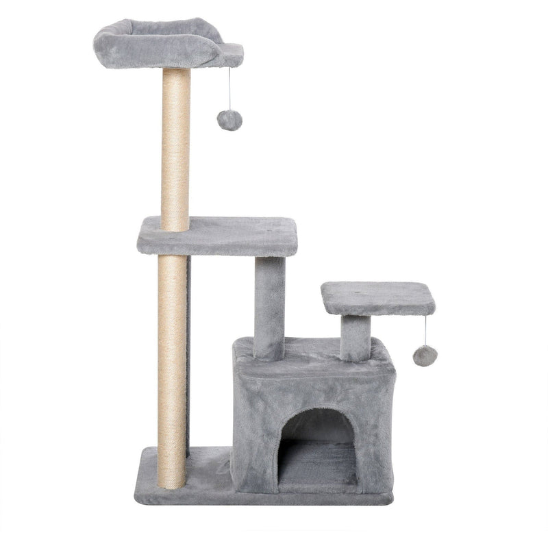 114cm Grey Cat Tree, Climbing Centre, Sisal Post, Condo