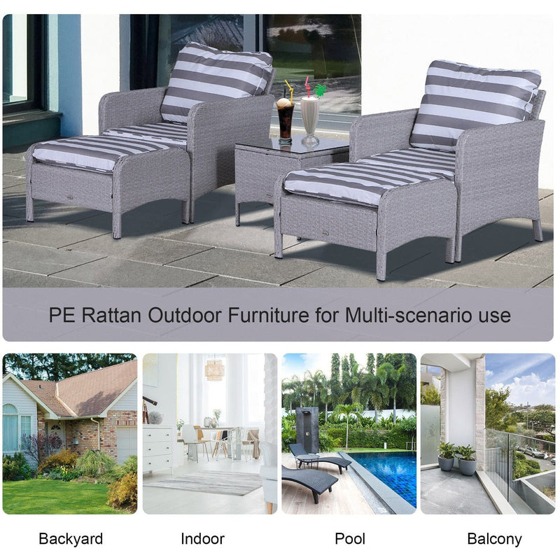 Rattan Garden Lounge Set with Glass Table & Cushions