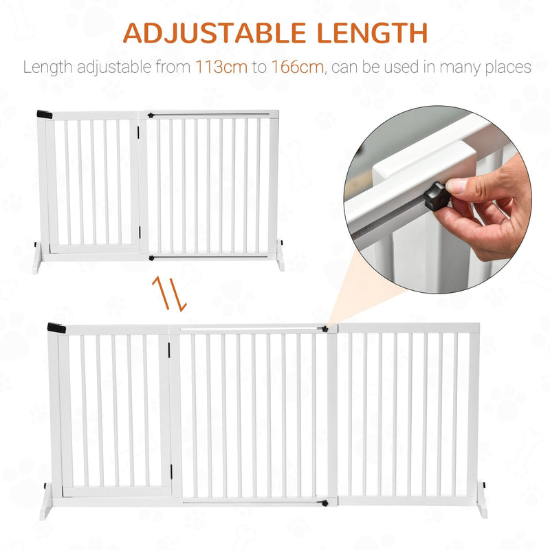 Freestanding Wooden Pet Gate, 75H x 204 cm, White