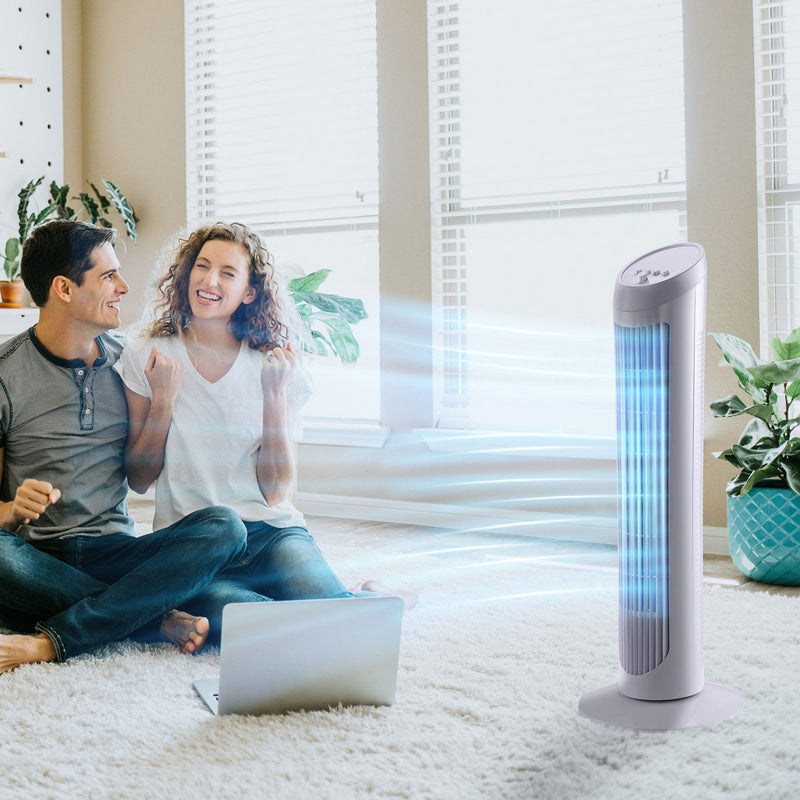 White 30" Oscillating Tower Fan: 3 Speeds, Ultra Slim Homcom