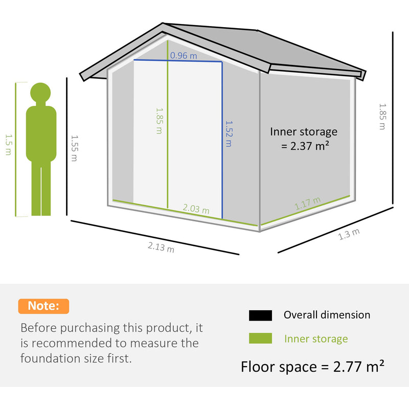 7x4 Metal Shed, Apex Roof