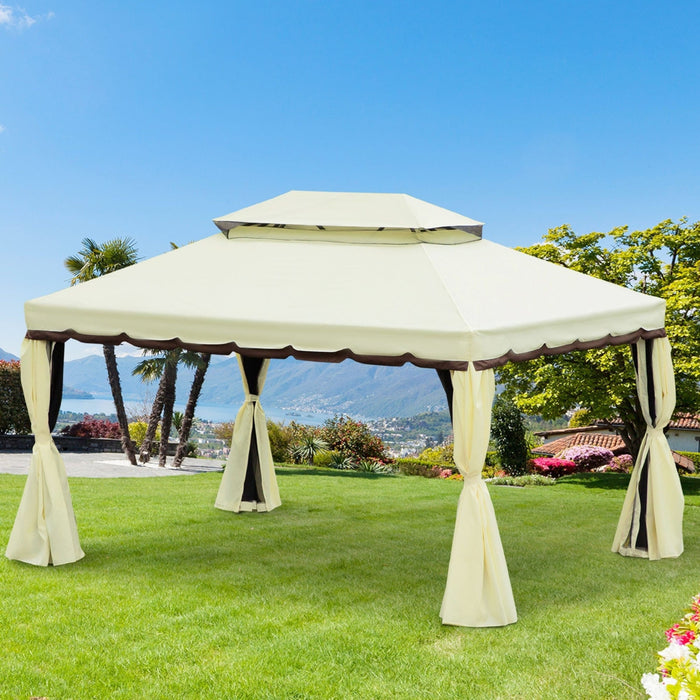 Metal Frame Gazebo With Curtains, 3x4m