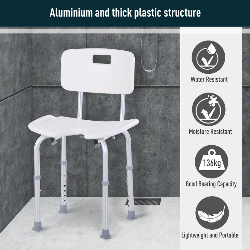 Shower Seat With Legs, Non Slip Feet, Adjustable Legs