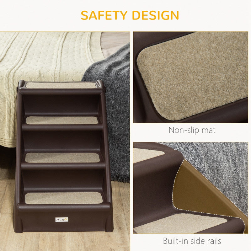 Dark Brown 4-Step Pet Stairs (62x38x49.5cm)