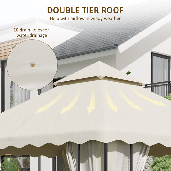 3x3m Replacement Gazebo Canopy, Cream White