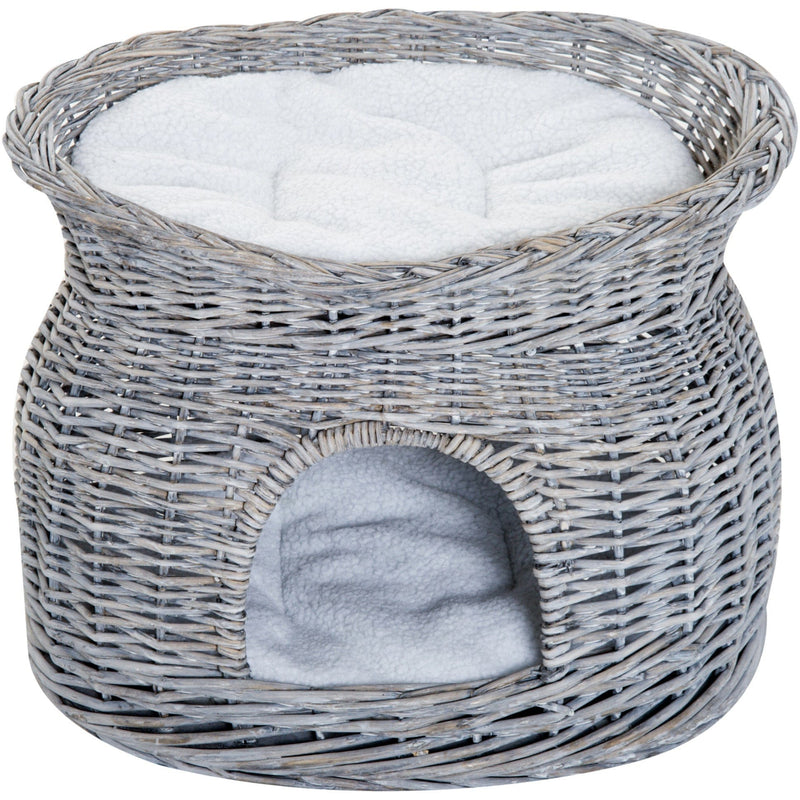 "114cm Beige Cat Tree: Sturdy House for Climbing and Play"