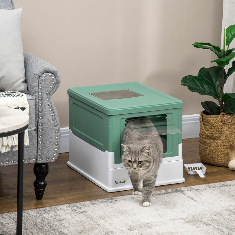 Green Hooded Cat Litter Box (47.5x35.5x36.7cm)