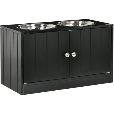 Raised Dog Bowls with Stand, 2 Bowls - Black, 60x30x35.5cm Pawhut