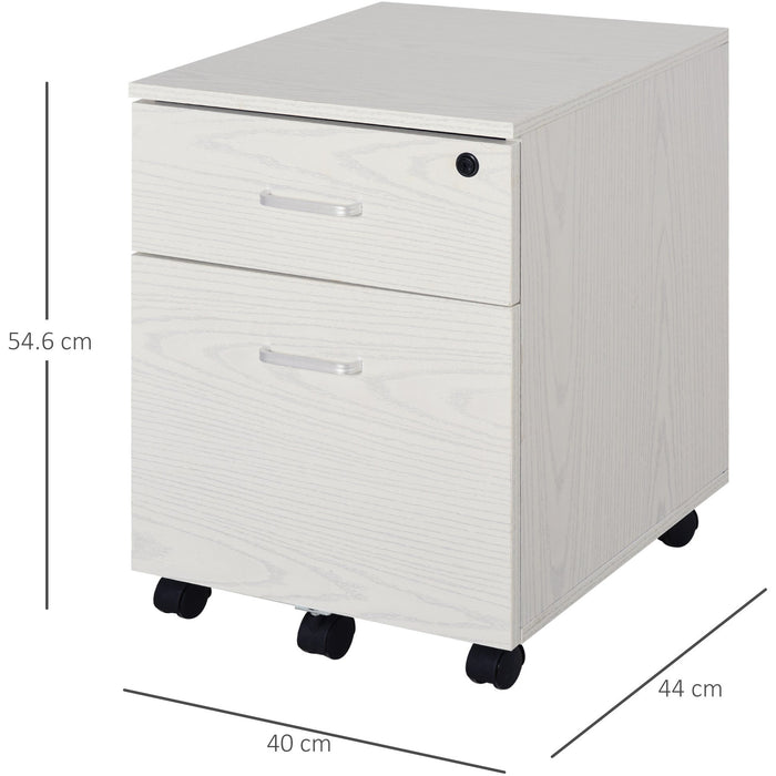 2-Drawer Locking Filing Cabinet, White