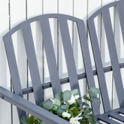Outsunny Garden Bench Loveseat 2 Seat Chair for Outdoor Park, Yard, Steel Frame, Decorative Slatted Design, Grey Outsunny