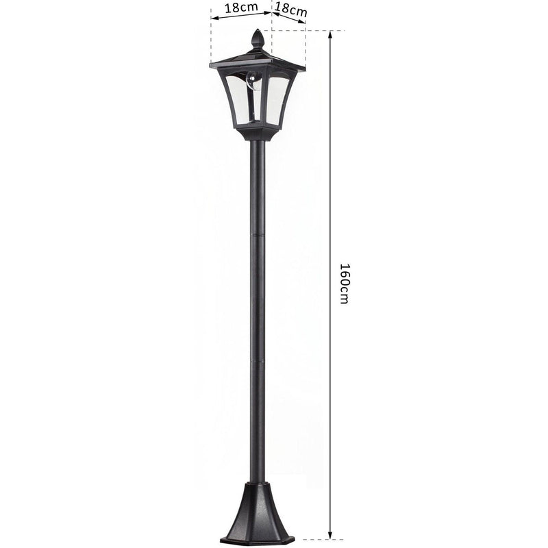 Solar Lamp Post, IP44, L18xW18xH160cm, Black