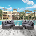 4 Seater Half Moon Rattan Sofa & Table Set, Grey Outsunny