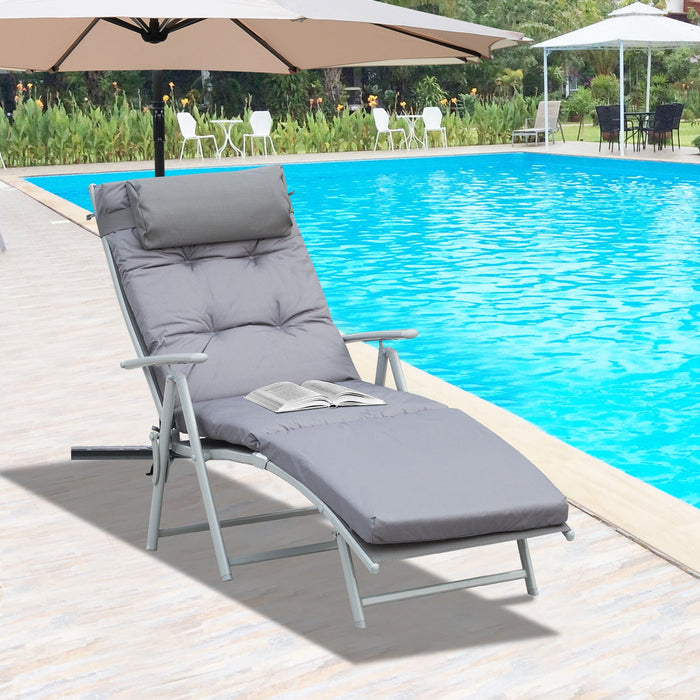 Patio Texteline Sun Lounger, Foldable, Pillow, Cushion