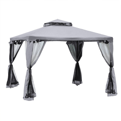 Stylish Metal Frame Gazebo With Mesh Sides, Vented Roof, 3x3 Outsunny