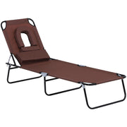 Folding Sun Lounger With Face Hole Outsunny