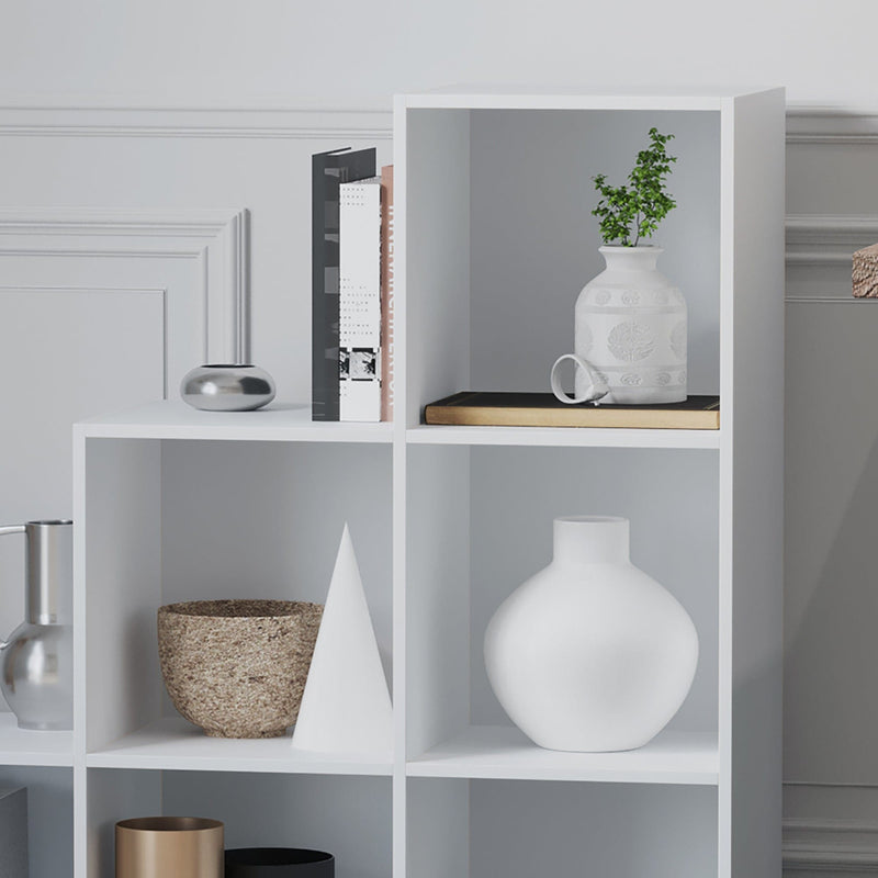 6-Cube Storage Bookcase, White 3-Tier