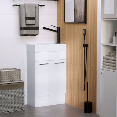 Under Sink Bathroom Vanity Unit With Ceramic Basin & Storage Kleankin