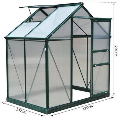 Polycarbonate Greenhouse, Walk In, Galvanised Frame, Clear Outsunny