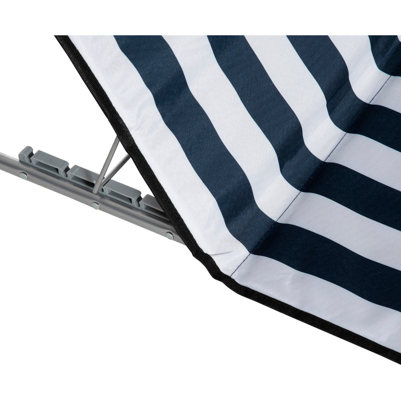 Outsunny Set of 2 Foldable Garden Beach Chair Mat Lightweight Outdoor Sun Lounger Seats Adjustable Back Metal Frame PE Fabric Head Pillow, Blue Outsunny
