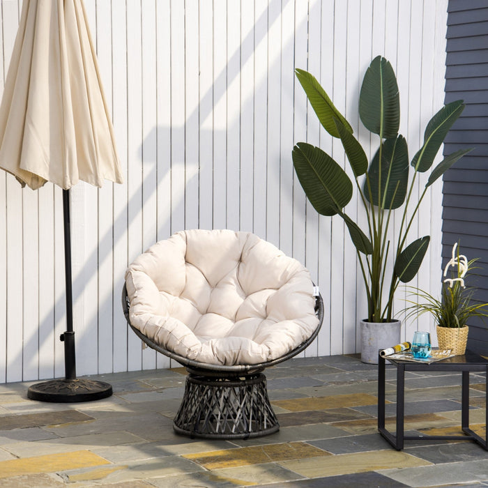 360° Swivel Rattan Garden Chair with Padded Cushion