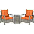 Modern 3-Piece Rattan Bistro Set Outsunny