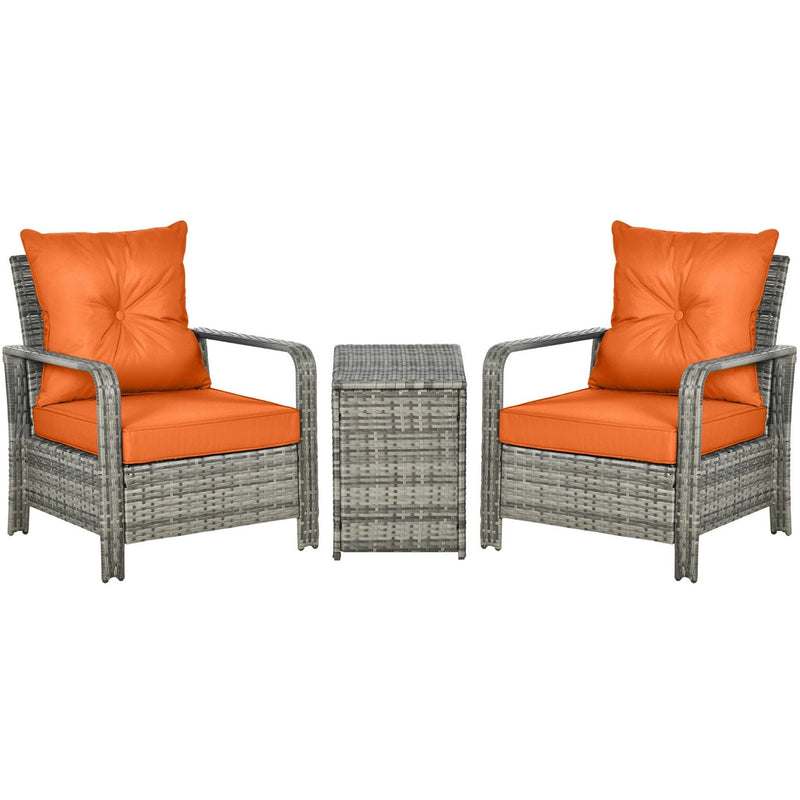 Modern 3-Piece Rattan Bistro Set
