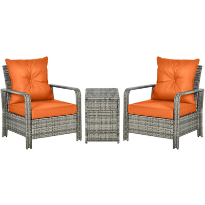Modern 3-Piece Rattan Bistro Set Outsunny