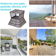 Outsunny Outdoor Patio Rattan Wicker Coffee Table Bistro Side Table w/ Umbrella Hole and Storage Space, Grey Outsunny