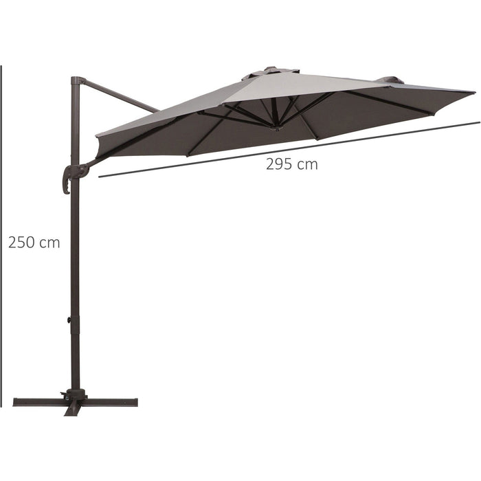 Roma 3m Cantilever Parasol with 360° Rotation