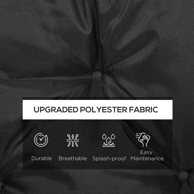 Black 3 Seater Garden Bench Cushion with Ties - 98x150 cm