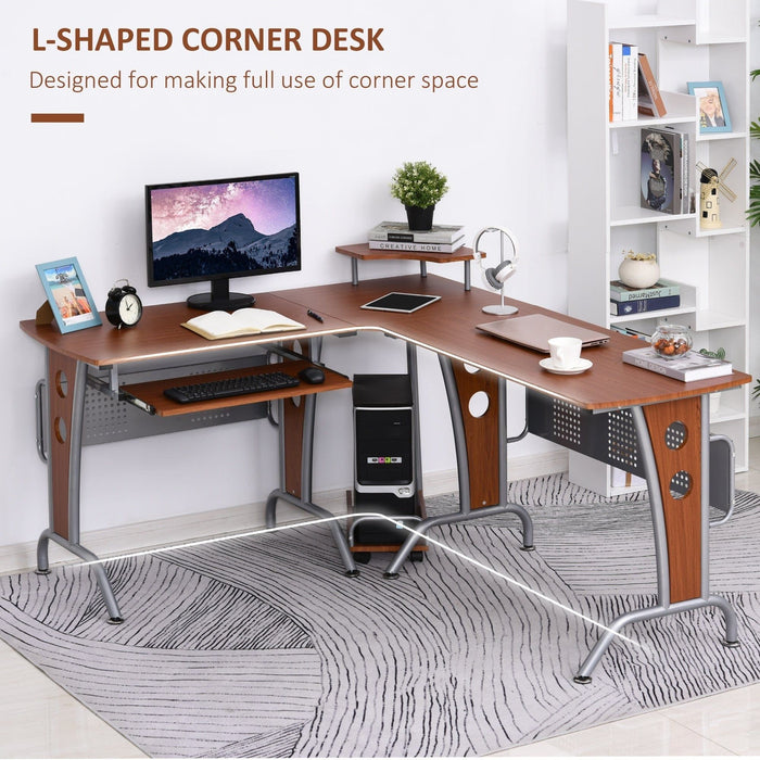 Corner Gaming Desk with Keyboard Tray, CPU Rack, Black