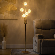 HOMCOM Crystal Floor Lamps for Living Room Bedroom with 5 Light, Modern Upright Standing Lamp, 34x25x156cm, Gold Tone Homcom