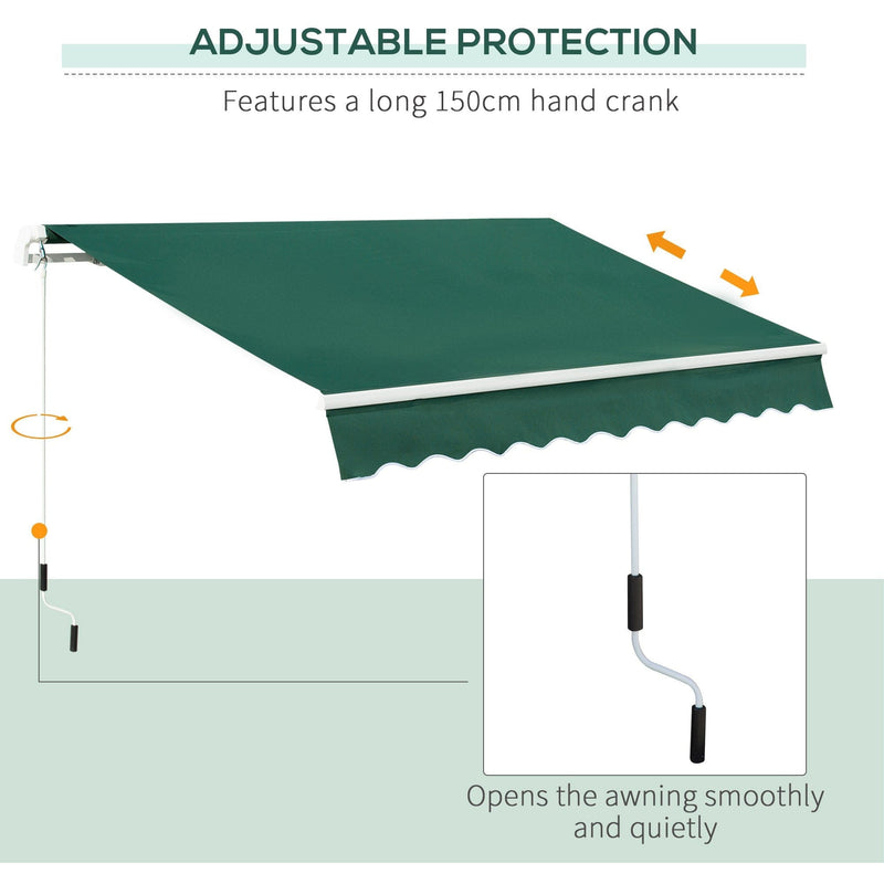 Awning For Patio - Manual Hand Crank 3 x 2m Aluminium Frame