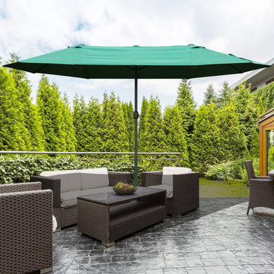 4.6m Double Sided Parasol With Crank Handle, Cross Base Outsunny
