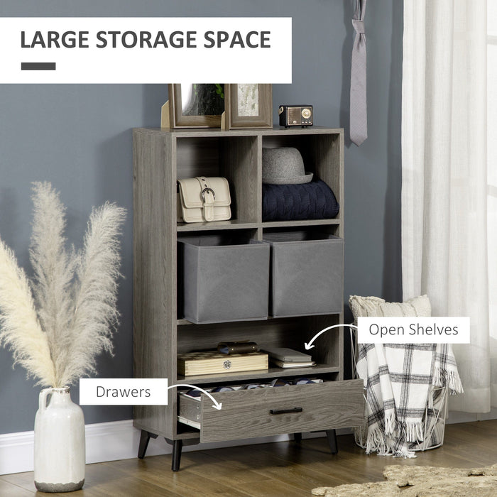 Grey Bookcase & Storage Cabinet Combo