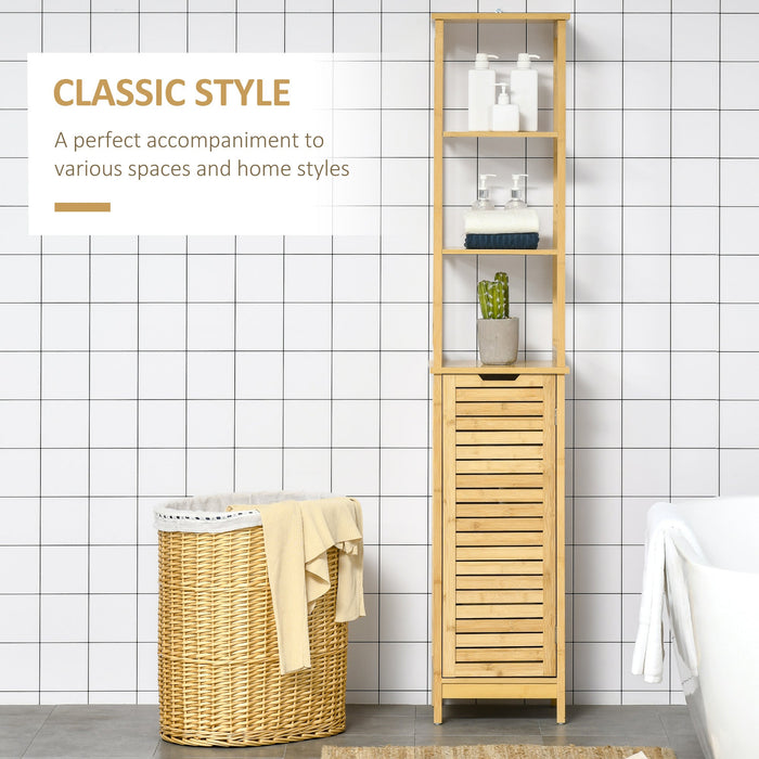 Tall Bathroom Storage Cabinet, 3 Shelves, Cupboard, Slim