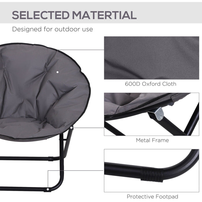 Grey Padded Portable Garden Moon Chair