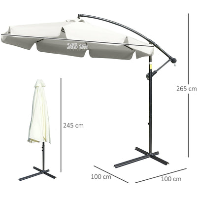 2.7m Cantilever Parasol With Cross Base - Crank Handle Outsunny
