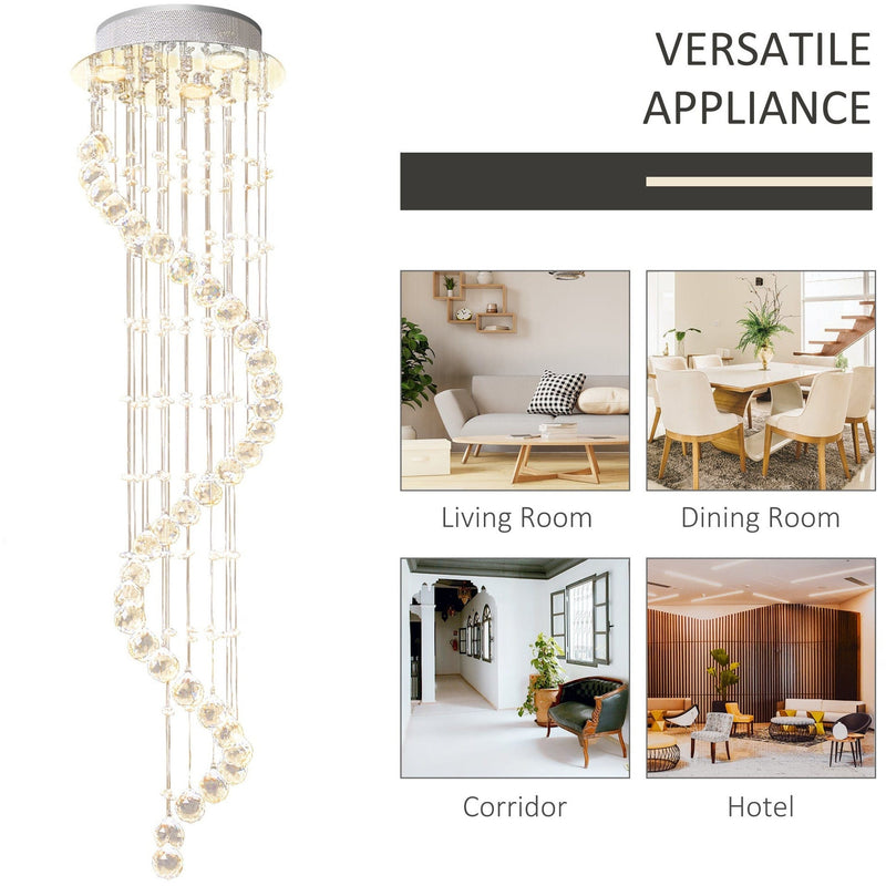 Modern Crystal Chandelier, Chrome, D30x120cm