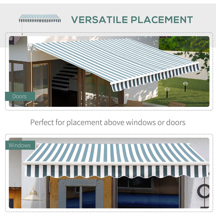 Manual Retractable Garden Patio Awning, 2.5m x 2m