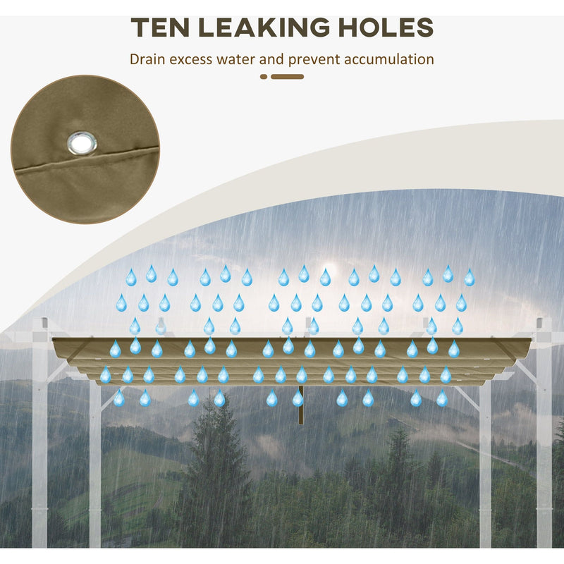 Outsunny Retractable Pergola Shade Cover, Replacement Canopy Fabric for 3 x 3 (m) Pergola, Gazebo Retractable Roof, Tan