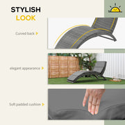 Curved Rattan Sun Lounger Outsunny