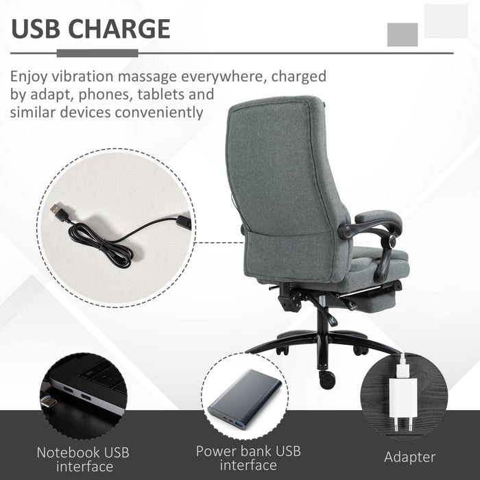 Grey Ergonomic Office Chair with Vibration Massage & Swivel