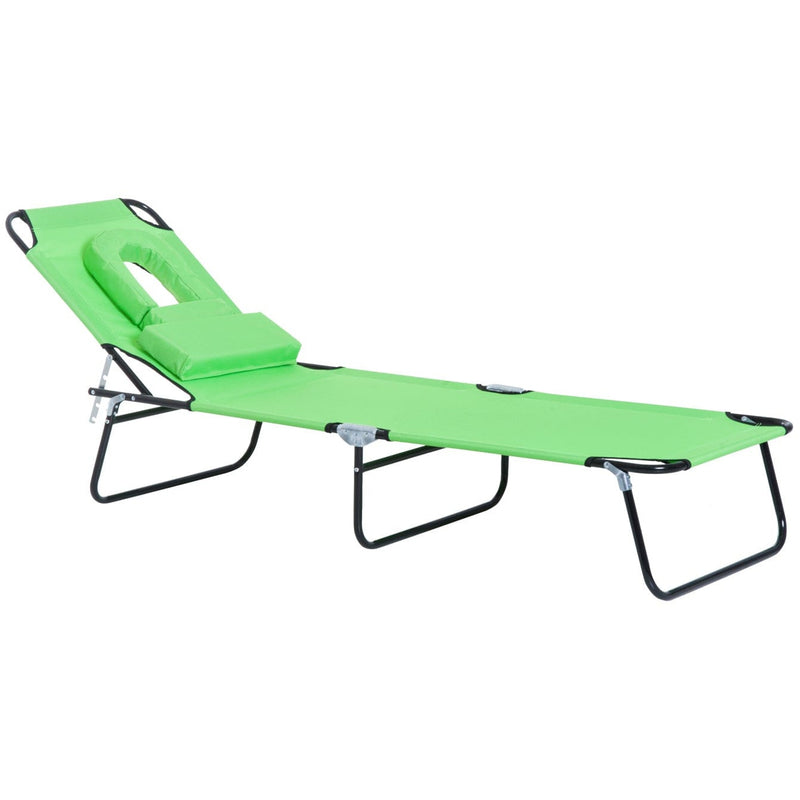 Folding Sun Lounger With Face Hole Outsunny