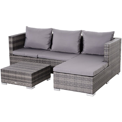Rattan Corner Garden Sofa Set with Coffee Table Outsunny
