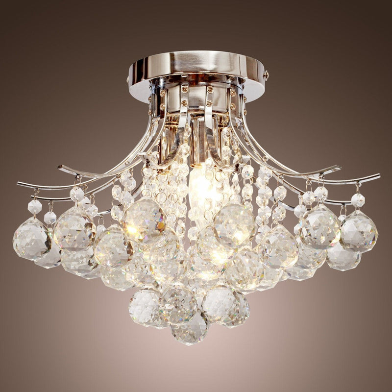 Elegant Crystal Chandelier, 3-Light K9 Crystal, D40x28cm